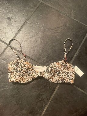 Leopard Print Swim Top Tan/Black/Cream